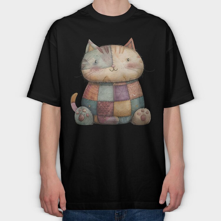Patchwork Cat Clips, Tricou Oversize Barbati (Unisex)