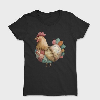 Patchwork Chicken Art, Tricou Femei