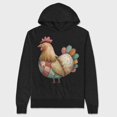 Patchwork Chicken Art, Hanorac Oversize Barbati (Unisex)
