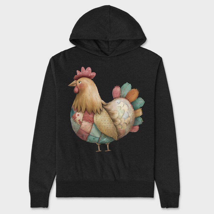 Patchwork Chicken Art, Hanorac Oversize Barbati (Unisex)