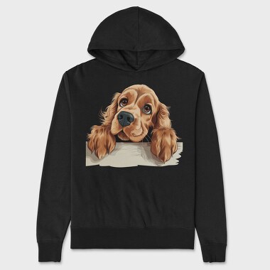 Peeking English Cocker, Hanorac Oversize Barbati (Unisex)
