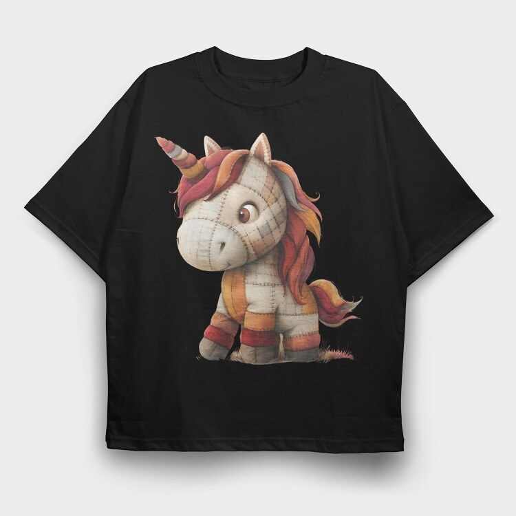 Patchwork Unicorn Christmas, Tricou Oversize Barbati (Unisex)