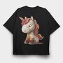 Patchwork Unicorn Christmas, Tricou Oversize Barbati (Unisex)