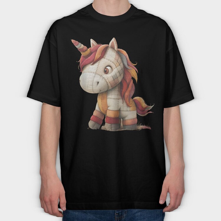 Patchwork Unicorn Christmas, Tricou Oversize Barbati (Unisex)