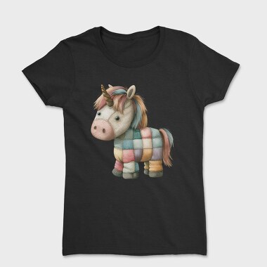 Patchwork Unicorn Clipart, Tricou Femei
