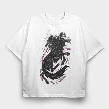 Dark Wolf Skull, Tricou Oversize Barbati (Unisex)