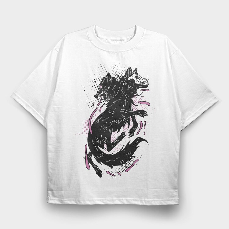 Dark Wolf Skull, Tricou Oversize Barbati (Unisex)