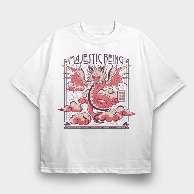 Majestic Dragon In The Clouds, Tricou Oversize Barbati (Unisex)