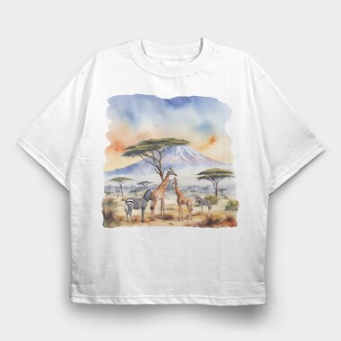 Majestic Wildlife Kilimanjaro Scene Mount Tote, Tricou Oversize Barbati (Unisex)
