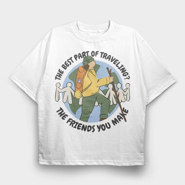 Man Hiking Over Planet Earth, Tricou Oversize Barbati (Unisex)