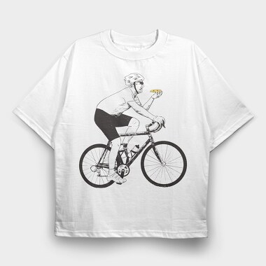 Man In Bicycle Eating Pizza Cyclist, Tricou Oversize Barbati (Unisex)