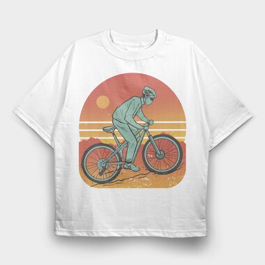 Man In Mountain Bike, Tricou Oversize Barbati (Unisex)