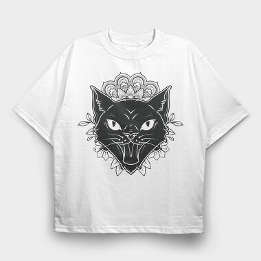 Mandala Cat Tattoo, Tricou Oversize Barbati (Unisex)