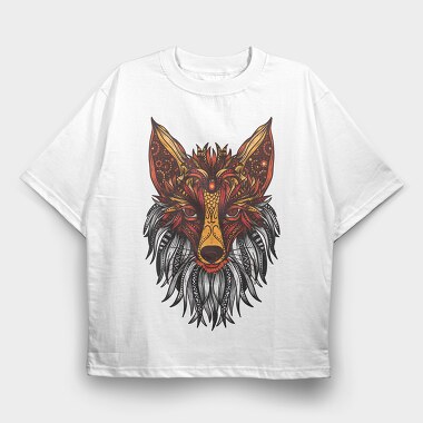 Mandala Fox Color 001, Tricou Oversize Barbati (Unisex)