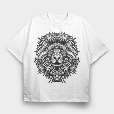 Mandala Lion Leon 001, Tricou Oversize Barbati (Unisex)