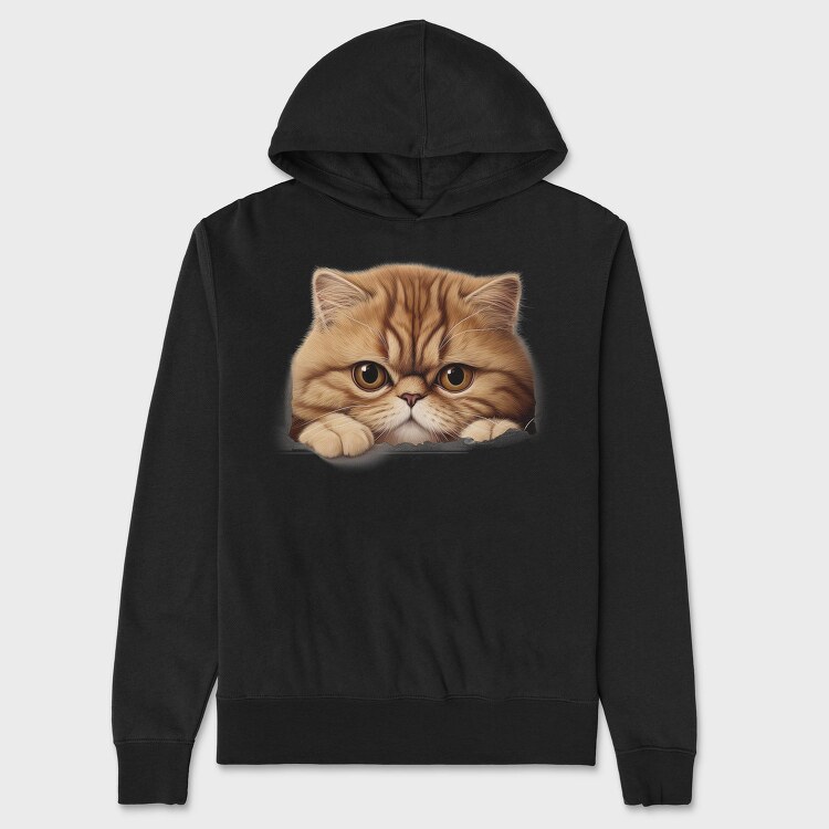 Peeping Cat Brown, Hanorac Oversize Barbati (Unisex)