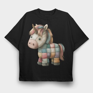 Patchwork Unicorn Clipart, Tricou Oversize Barbati (Unisex)