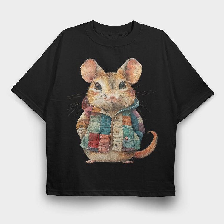 Patchwork Mouse Jacket, Tricou Oversize Barbati (Unisex)
