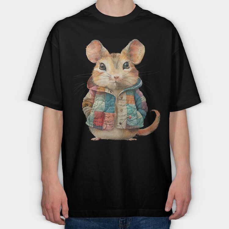 Patchwork Mouse Jacket, Tricou Oversize Barbati (Unisex)
