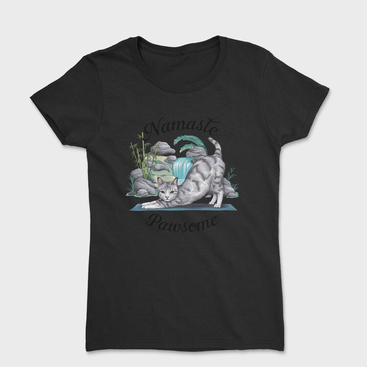 Pawsome Cat Yoga, Tricou Femei