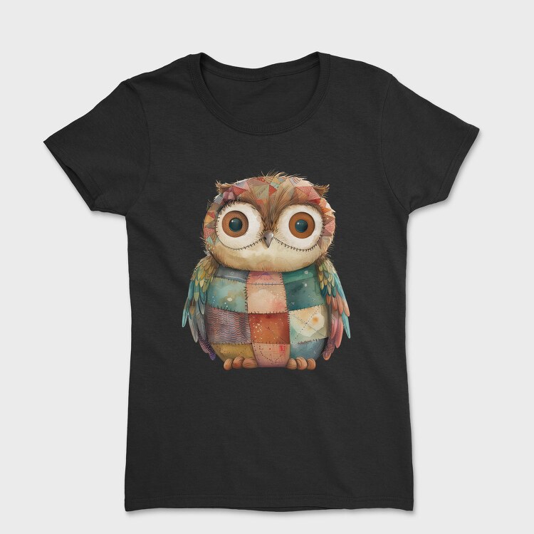 Patchwork Owl Clipart, Tricou Femei