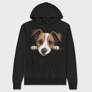 Peeking Jack Russell, Hanorac Oversize Barbati (Unisex)