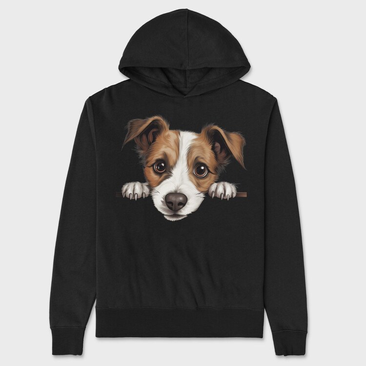 Peeking Jack Russell, Hanorac Oversize Barbati (Unisex)