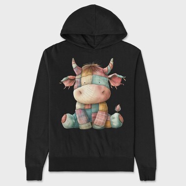 Patchwork Cow Watercolor, Hanorac Oversize Barbati (Unisex)
