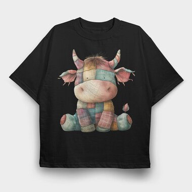 Patchwork Cow Watercolor, Tricou Oversize Barbati (Unisex)