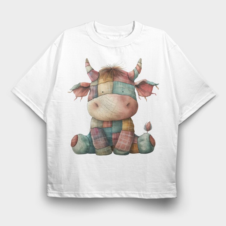 Patchwork Cow Watercolor, Tricou Oversize Barbati (Unisex)