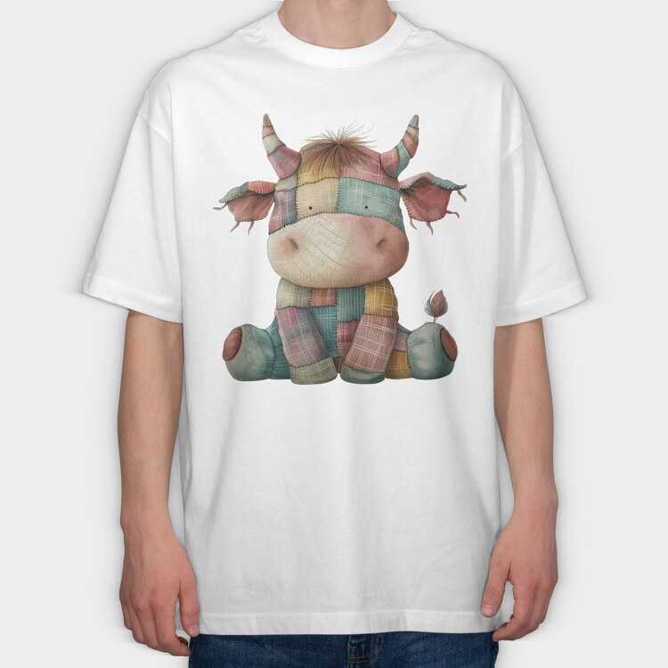 Patchwork Cow Watercolor, Tricou Oversize Barbati (Unisex)