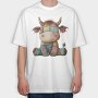 Patchwork Cow Watercolor, Tricou Oversize Barbati (Unisex)