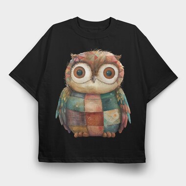 Patchwork Owl Clipart, Tricou Oversize Barbati (Unisex)