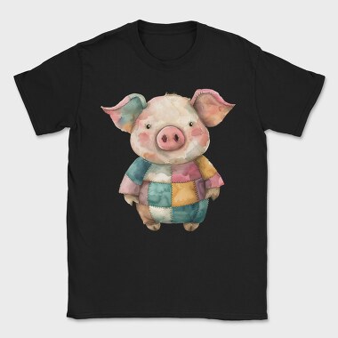 Pig Patchwork Art, Tricou Barbati (Unisex)
