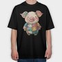 Pig Patchwork Art, Tricou Oversize Barbati (Unisex)