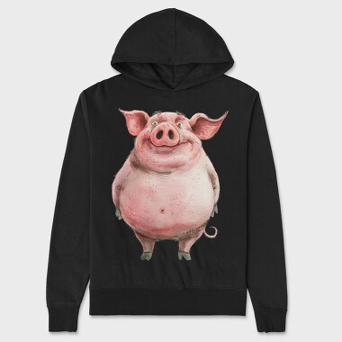 Pig Smiling Face, Hanorac Oversize Barbati (Unisex)