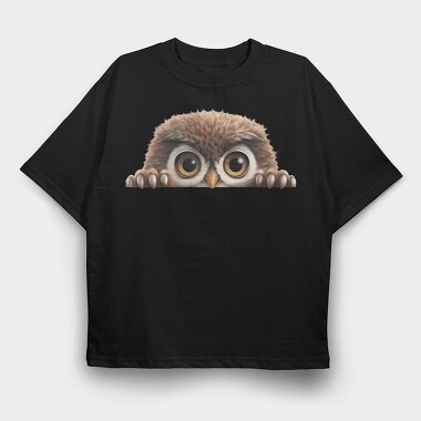 Peeping Owl Face, Tricou Oversize Barbati (Unisex)