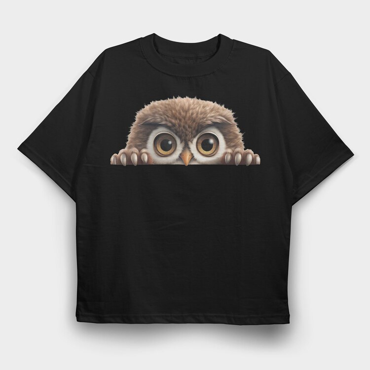 Peeping Owl Face, Tricou Oversize Barbati (Unisex)