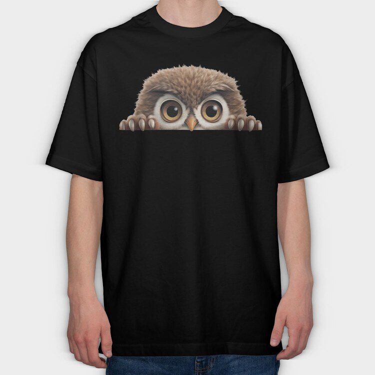 Peeping Owl Face, Tricou Oversize Barbati (Unisex)