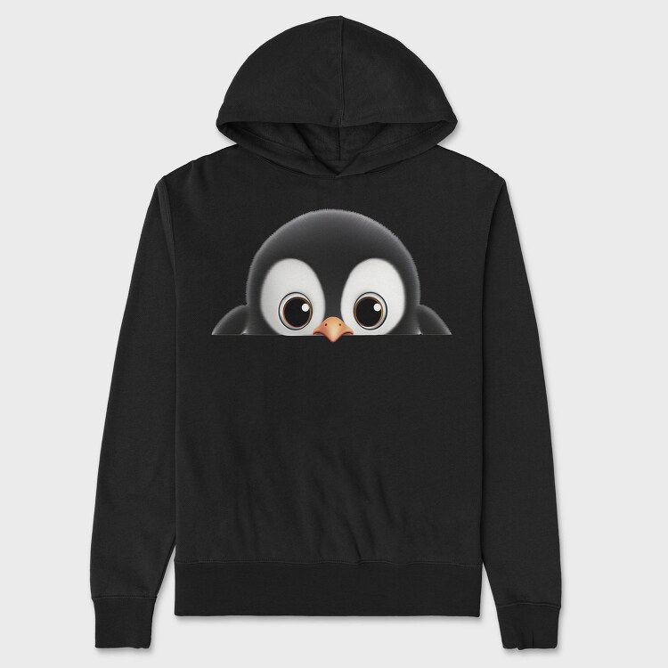 Peeping Penguin Face, Hanorac Oversize Barbati (Unisex)