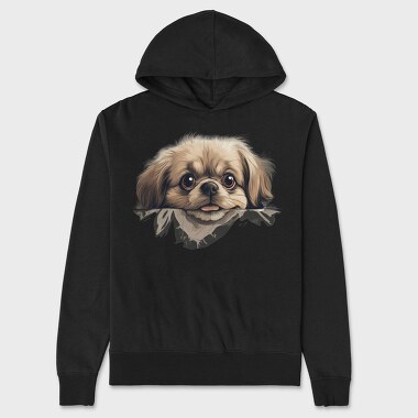 Pekingese Peeking, Hanorac Oversize Barbati (Unisex)