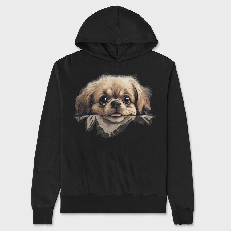 Pekingese Peeking, Hanorac Oversize Barbati (Unisex)