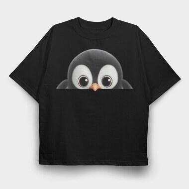 Peeping Penguin Face, Tricou Oversize Barbati (Unisex)