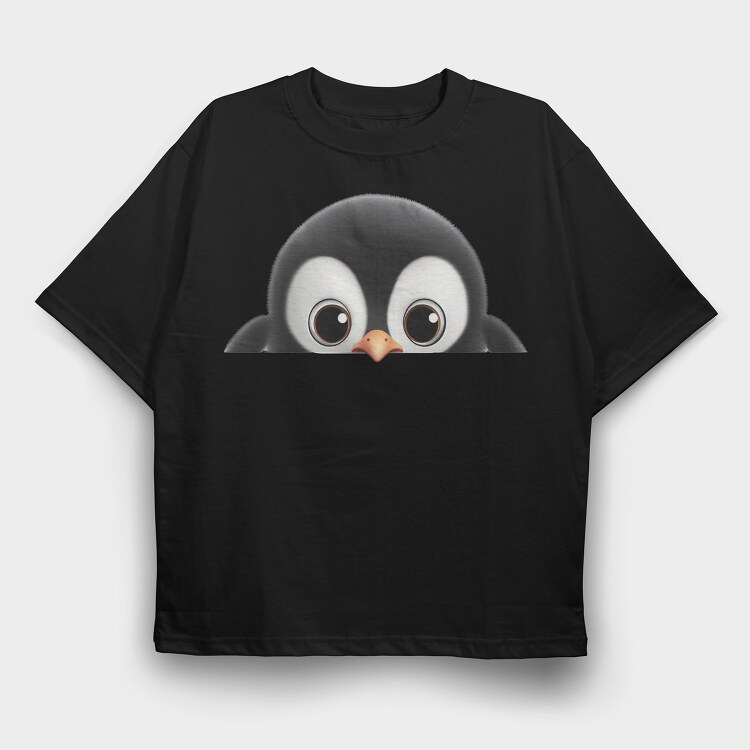 Peeping Penguin Face, Tricou Oversize Barbati (Unisex)