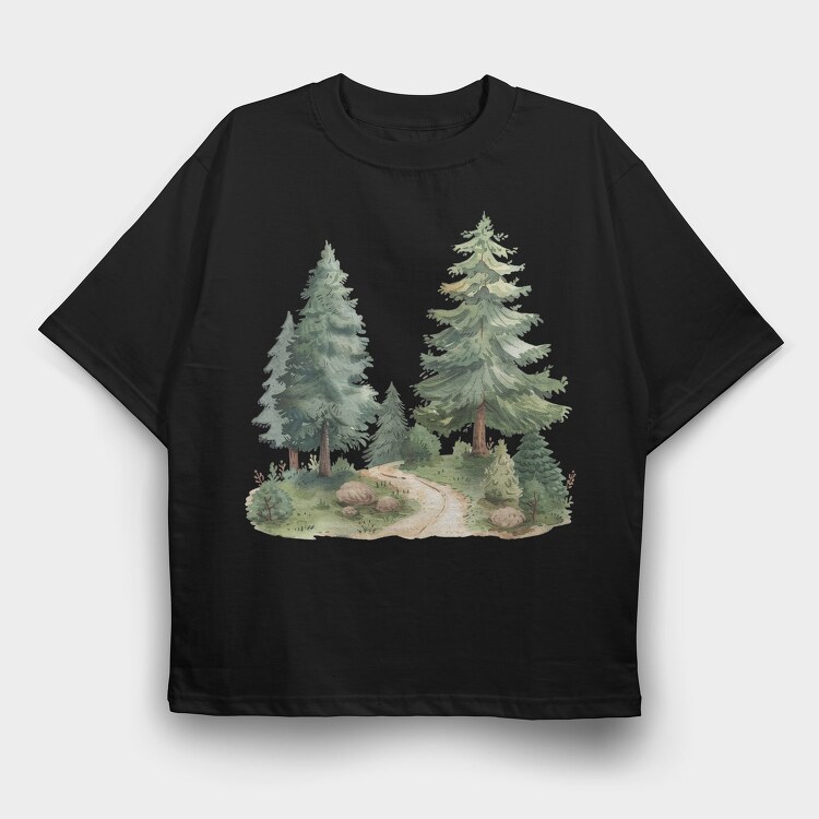 Pine Trees Forest, Tricou Oversize Barbati (Unisex)