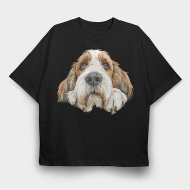 Petit Basset Griffon Vendeen Peeking, Tricou Oversize Barbati (Unisex)