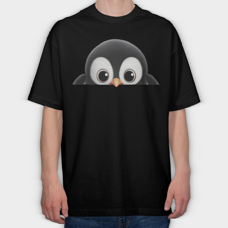 Peeping Penguin Face, Tricou Oversize Barbati (Unisex)