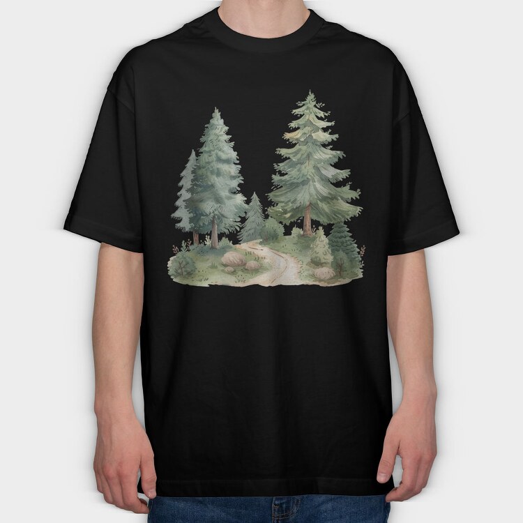 Pine Trees Forest, Tricou Oversize Barbati (Unisex)