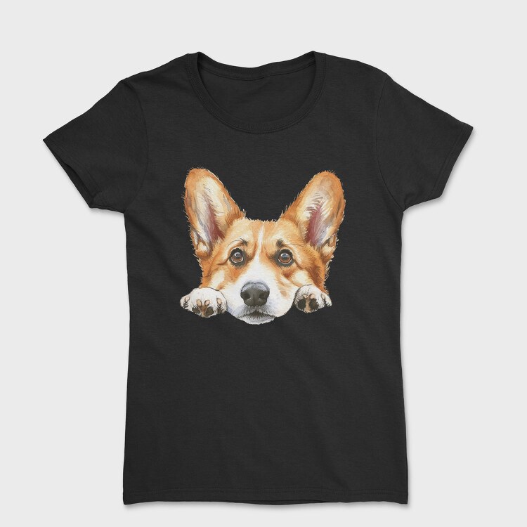 Pembroke Welsh Corgi Peeking Face, Tricou Femei