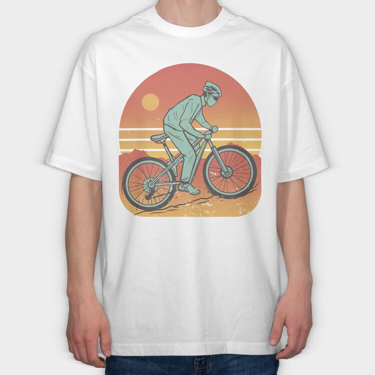 Man In Mountain Bike, Tricou Oversize Barbati (Unisex)